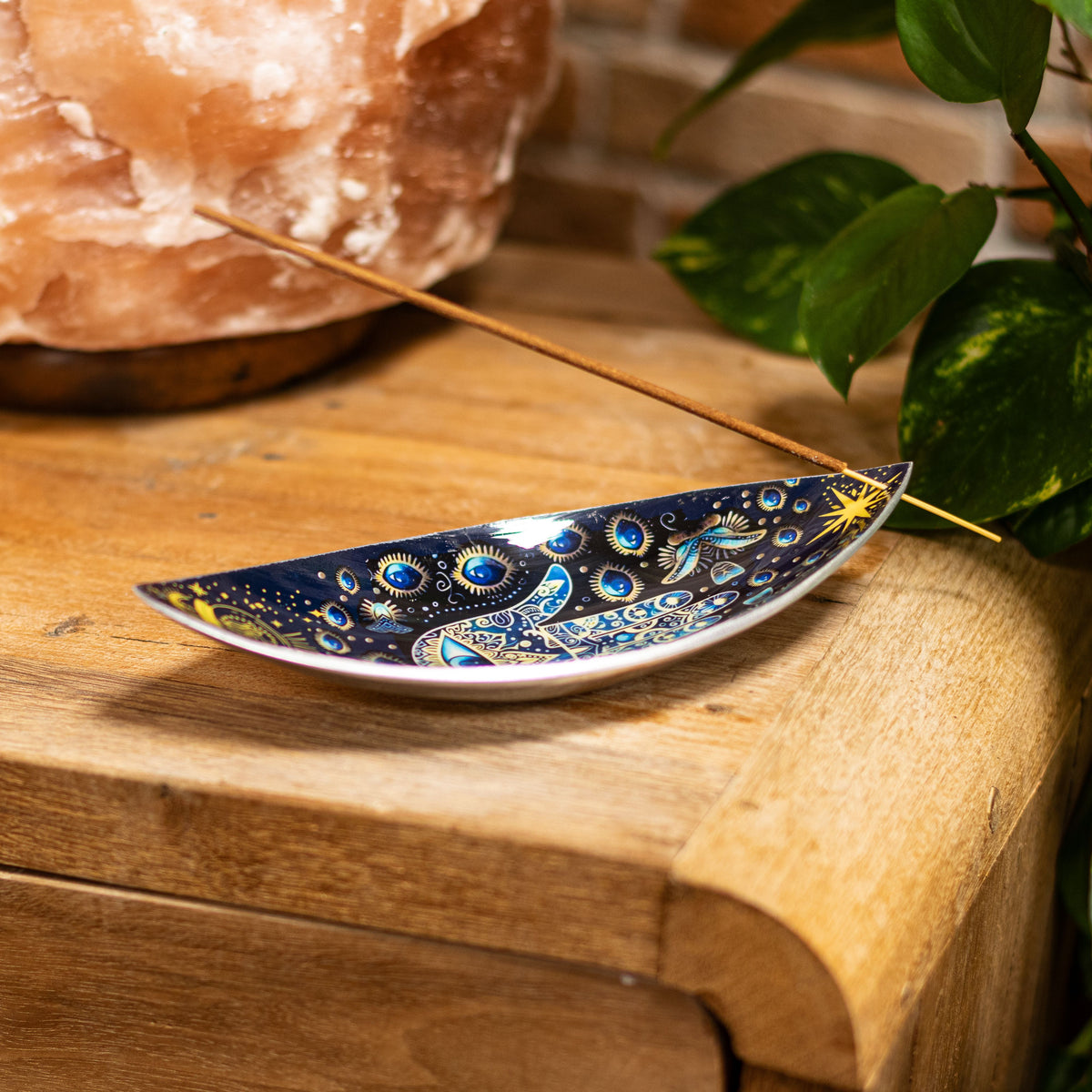 Enamel Incense Bowl Aluminium – Blue Hamsa, NooEdge UK