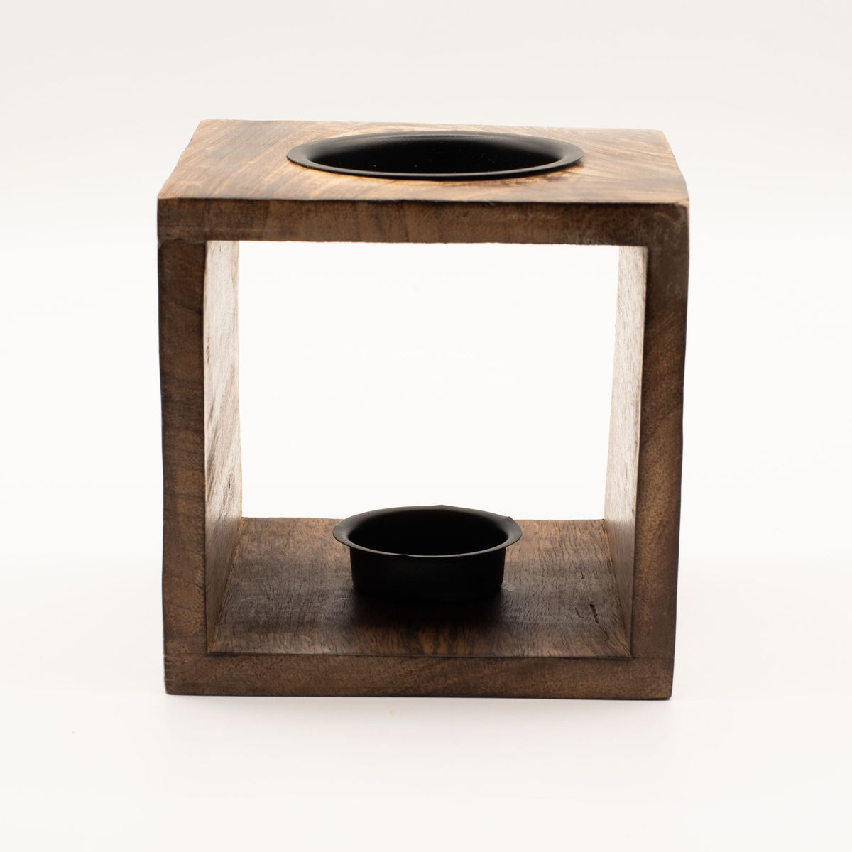 Large Square Mango Wood Oil Burner – Moon Goddess alternate view, NooEdge UK