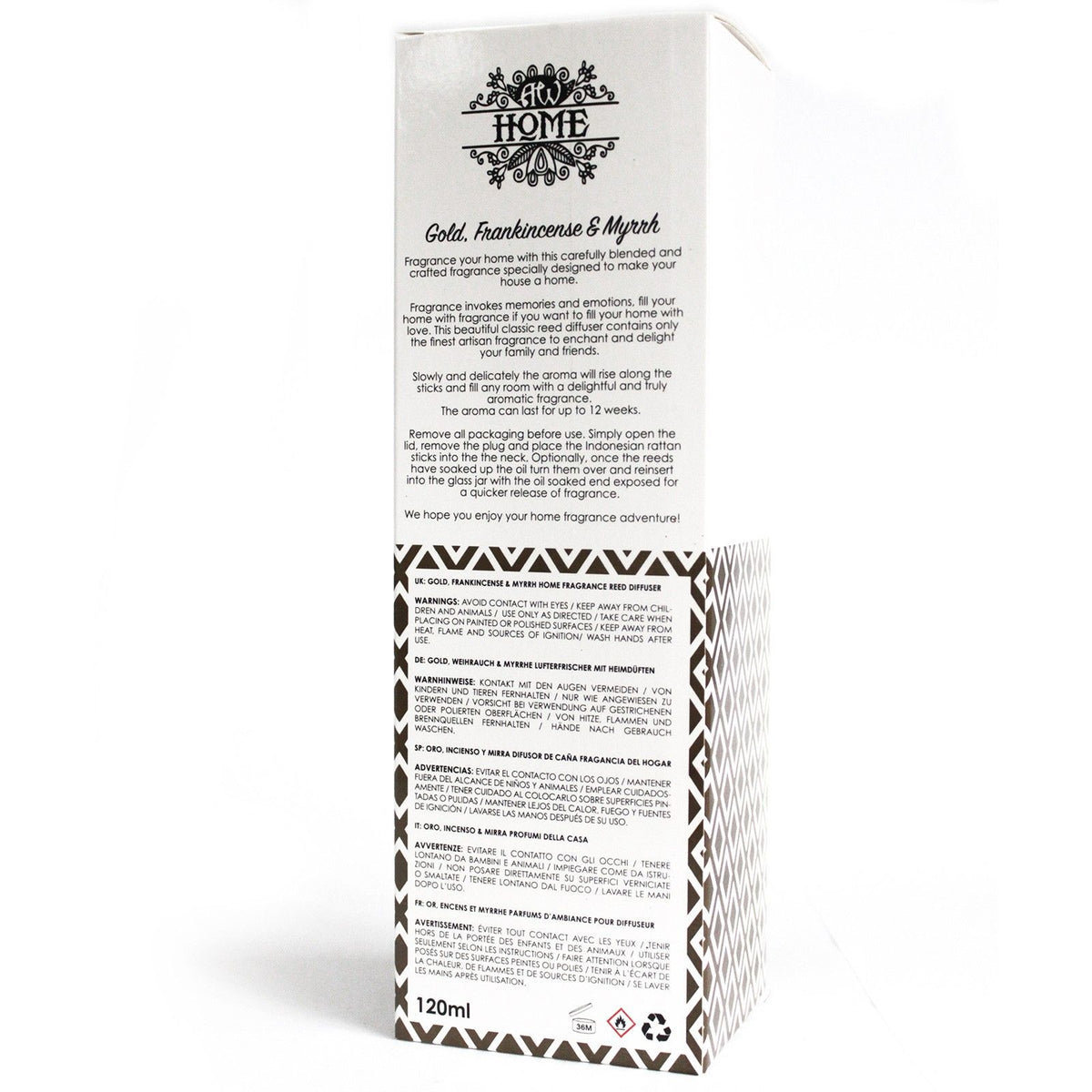 120ml Reed Diffuser – Gold, Frankincense & Myrrh, NooEdge UK