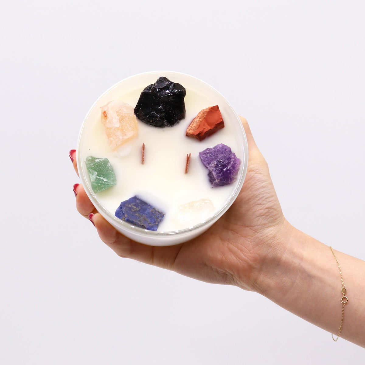 Large Chakra Crystal Candles – Seven Chakra alternate view, NooEdge UK