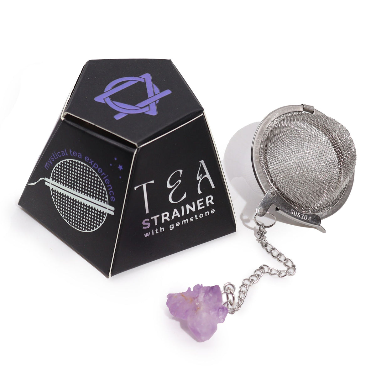 Raw Crystal Gemstone Tea Strainer – Amethyst Cluster, NooEdge UK