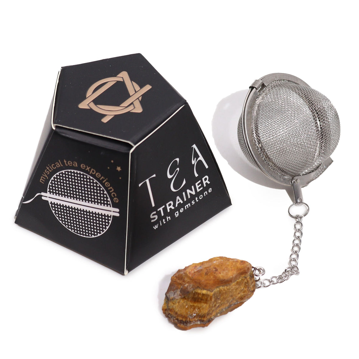 Raw Crystal Gemstone Tea Strainer – Gold Tigers Eye, NooEdge UK