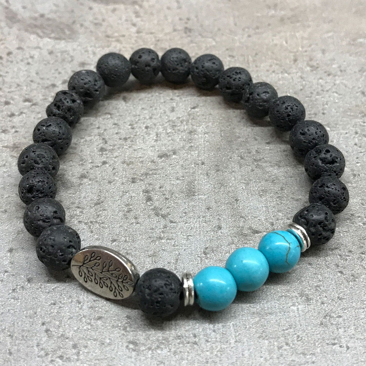Lava Stone Bracelet – Leaf Turquoise, NooEdge UK