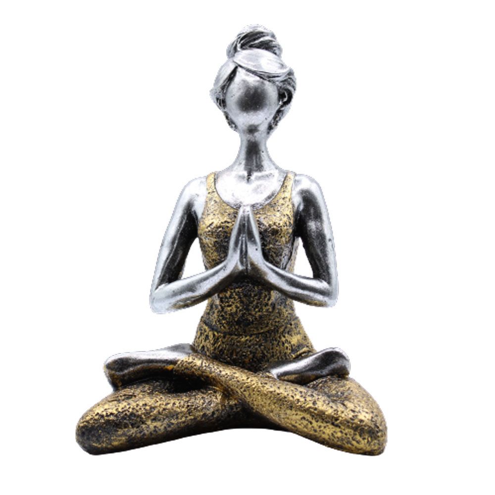 Yoga Lady Figure – Silver & Gold 24cm, NooEdge UK