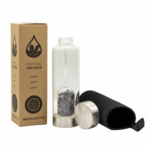 Amethyst Crystal Infused Glass Water Bottle – Chips, NooEdge UK