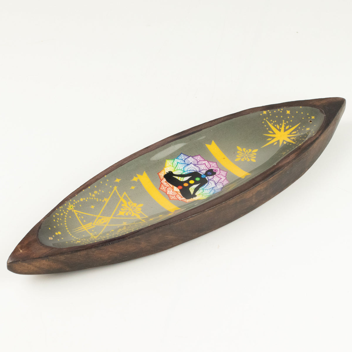 Enamel Incense Bowl – Mango Wood Chakra close-up, NooEdge UK