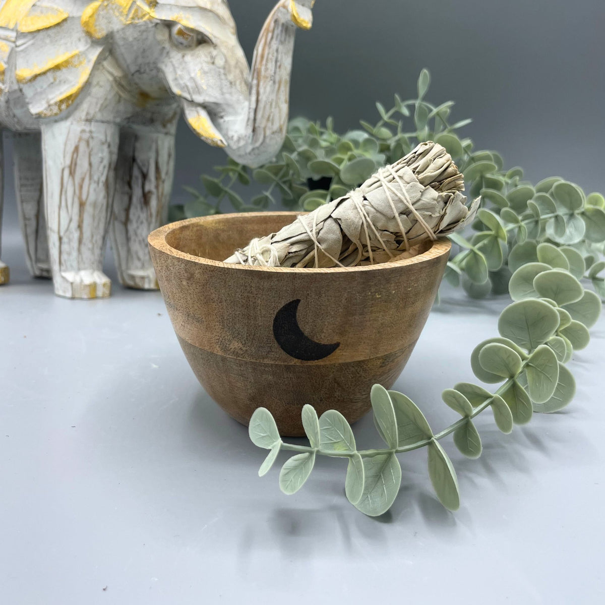 Three Moons Wooden Smudge & Offering Bowl – 11x7cm, NooEdge UK