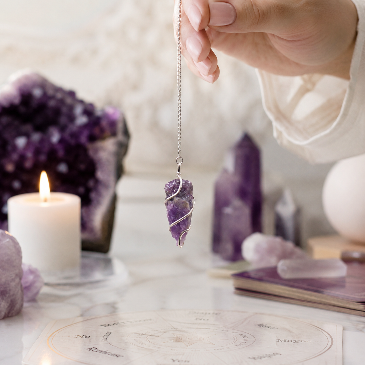 Raw Gemstone Pendulum – front view, NooEdge UK