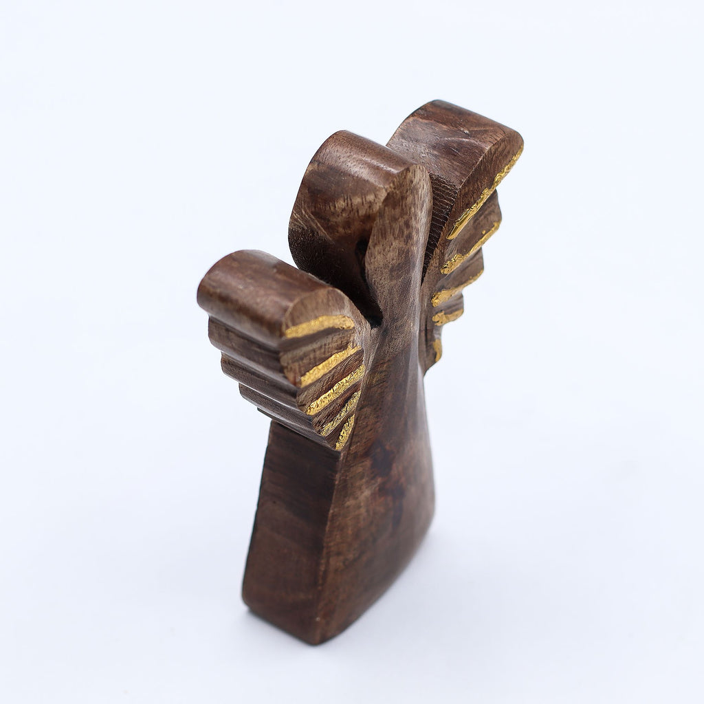 Mango Wood Angel Gold Decor – front view, NooEdge UK