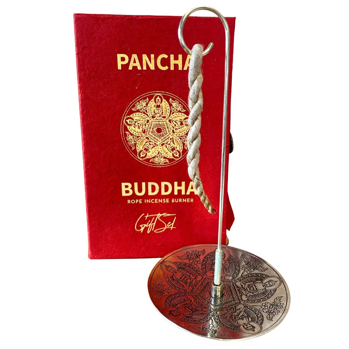 Rope Incense and Silver Plated Holder Set – Pancha Buddha, NooEdge UK