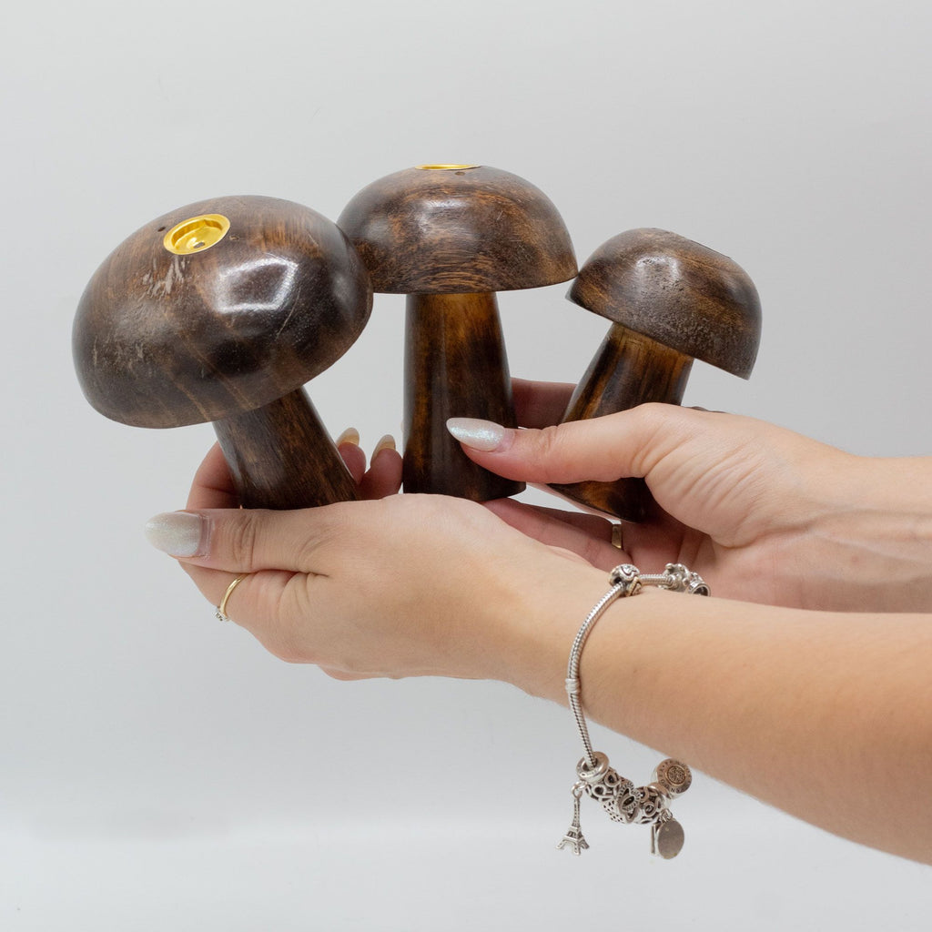 Set of 3 Incense Cone Mushrooms (10cm, 9cm, 8cm), NooEdge UK