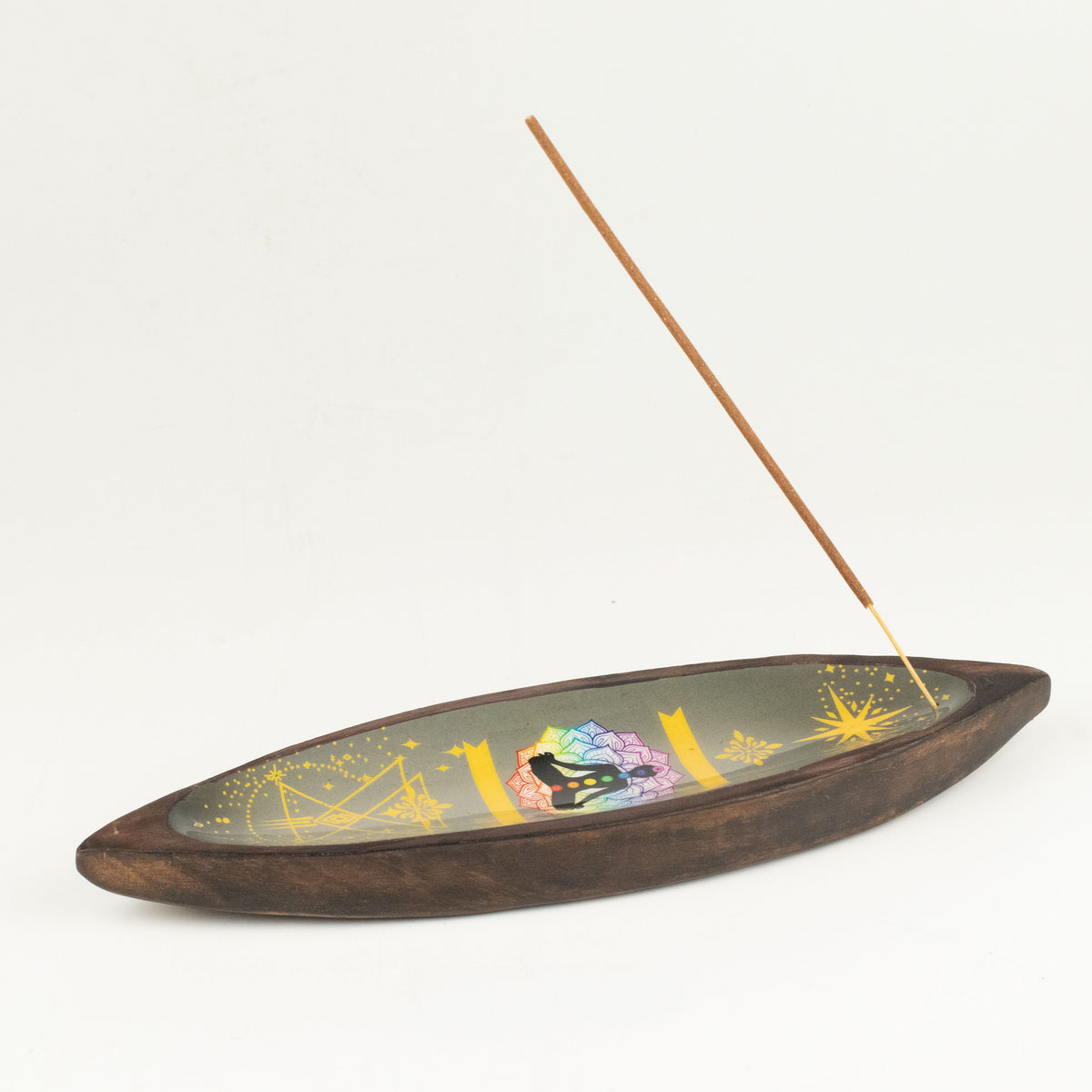 Enamel Incense Bowl – Mango Wood Chakra alternate view, NooEdge UK