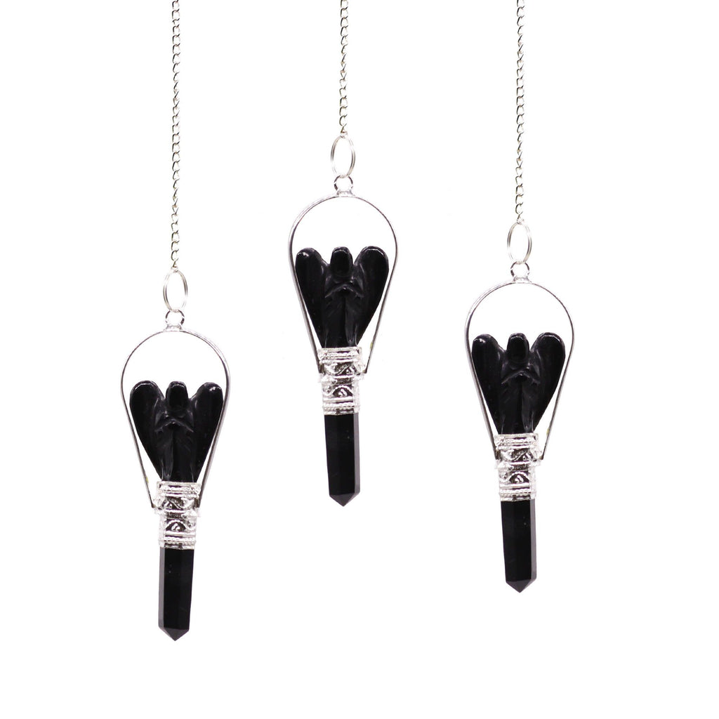 Angel Pendulum with Ring – Black Agate, NooEdge UK