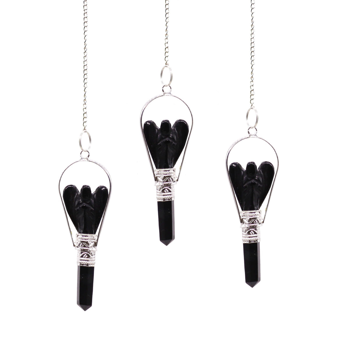 Angel Pendulum with Ring – Black Agate, NooEdge UK