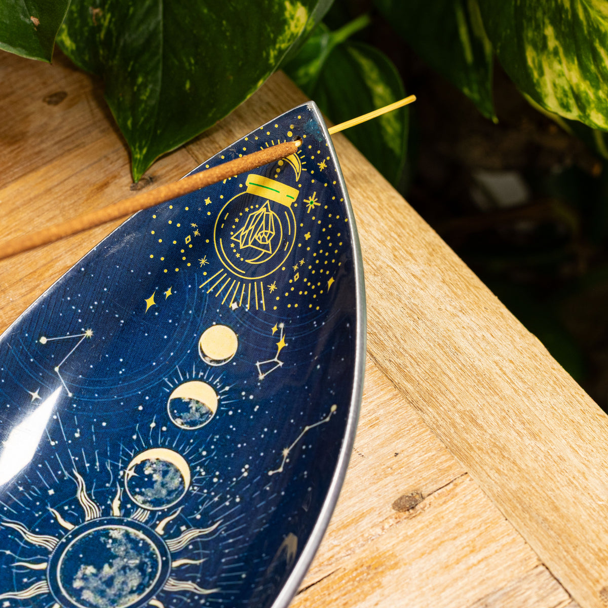 Enamel Incense Bowl Aluminium – Zodiac Moon Phases, NooEdge UK