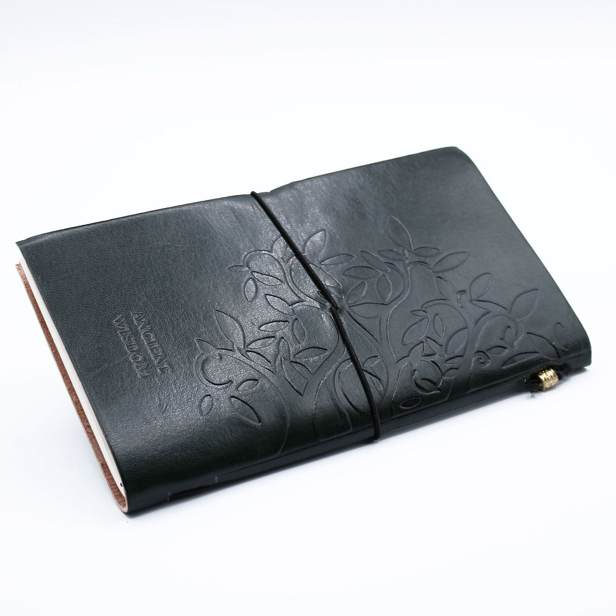Handmade Leather Journal Tree of Life – front view, NooEdge UK