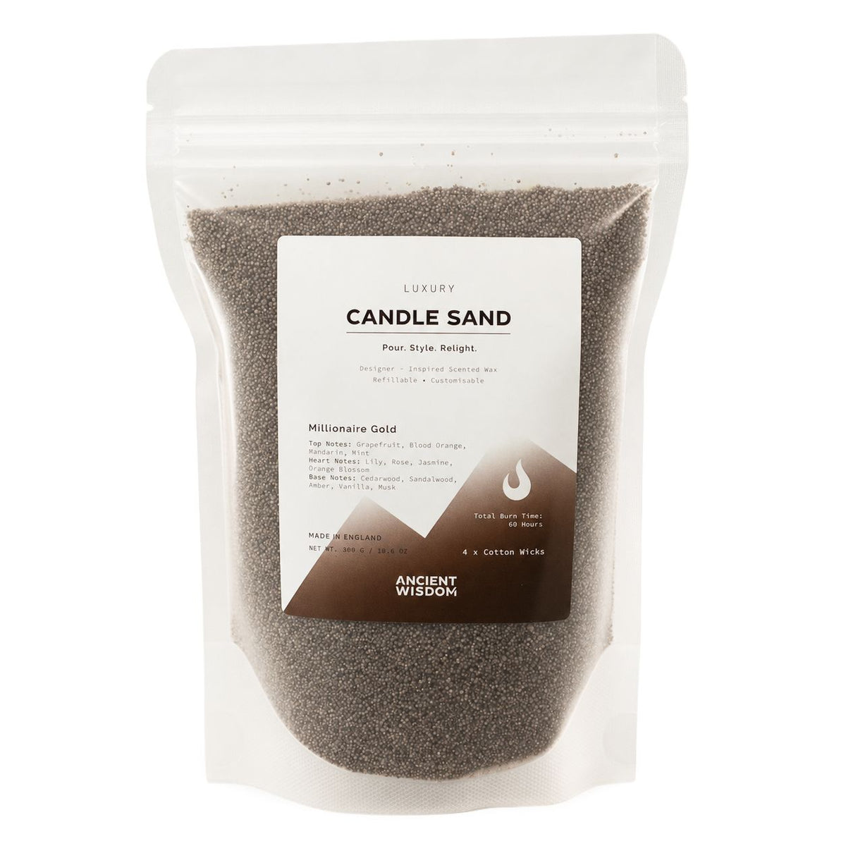Fragranced Candle Sand 300g – Chocolate Brown Millionaire Gold, NooEdge UK