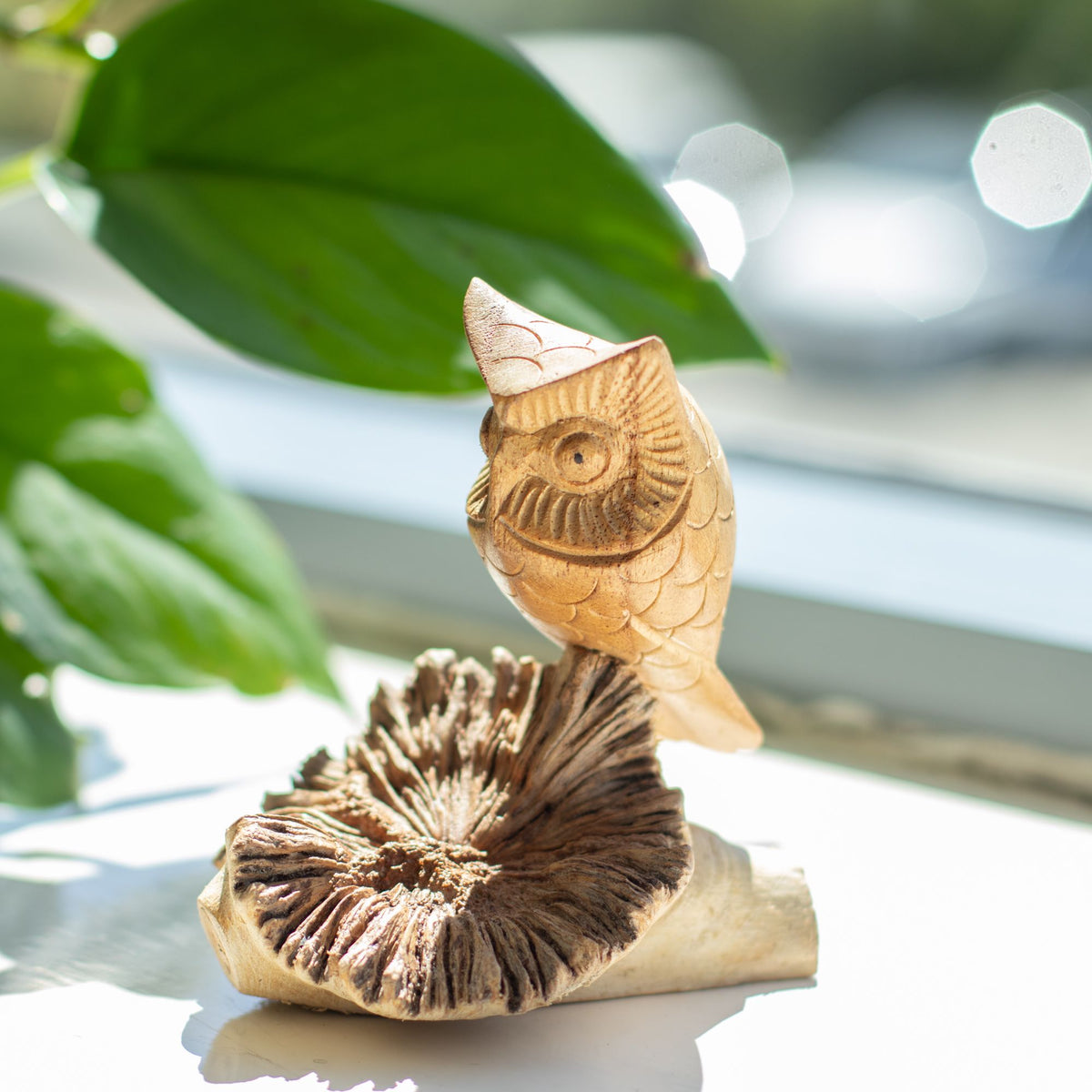 Handmade Parasite Wood Art Carving – Owl Watching, NooEdge UK