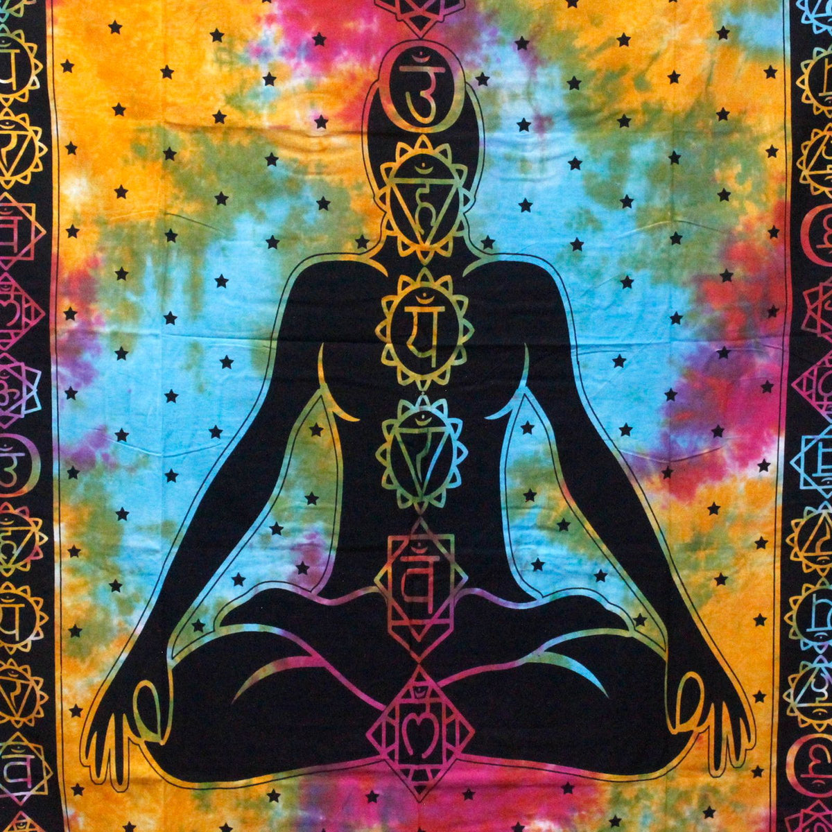 Double Cotton Bedspread + Wall Hanging – Chakra Buddha, NooEdge UK