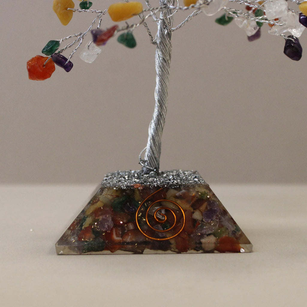 Gemstone Tree with Orgonite Base 160 Stone – alternate angle, NooEdge UK