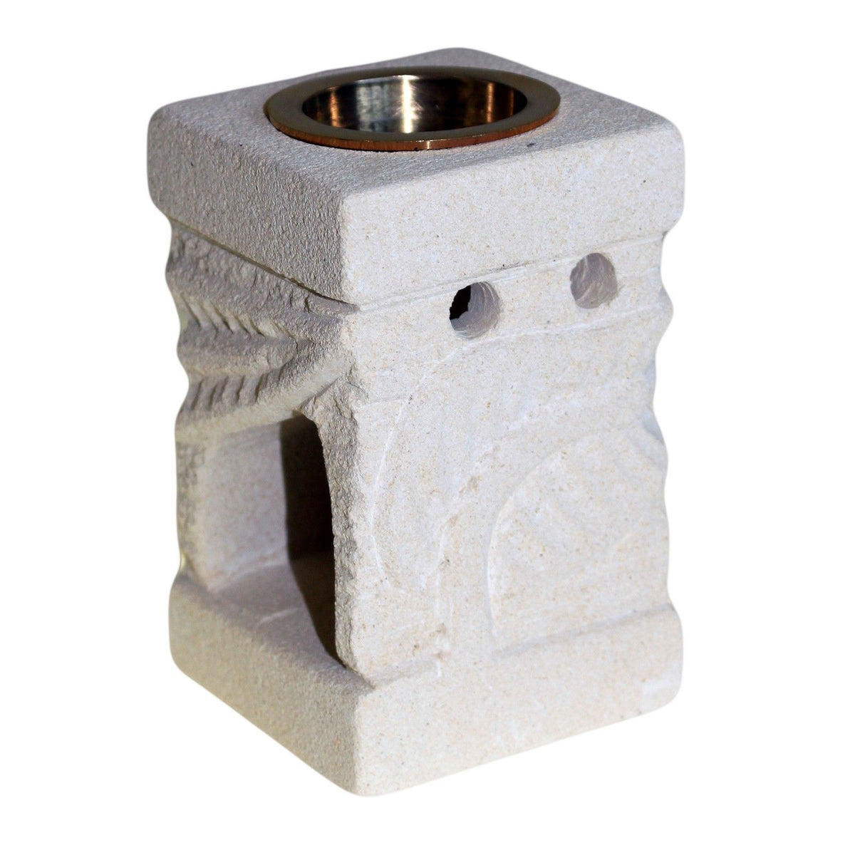Stone Oil Burner – Carved Leaf, NooEdge UK