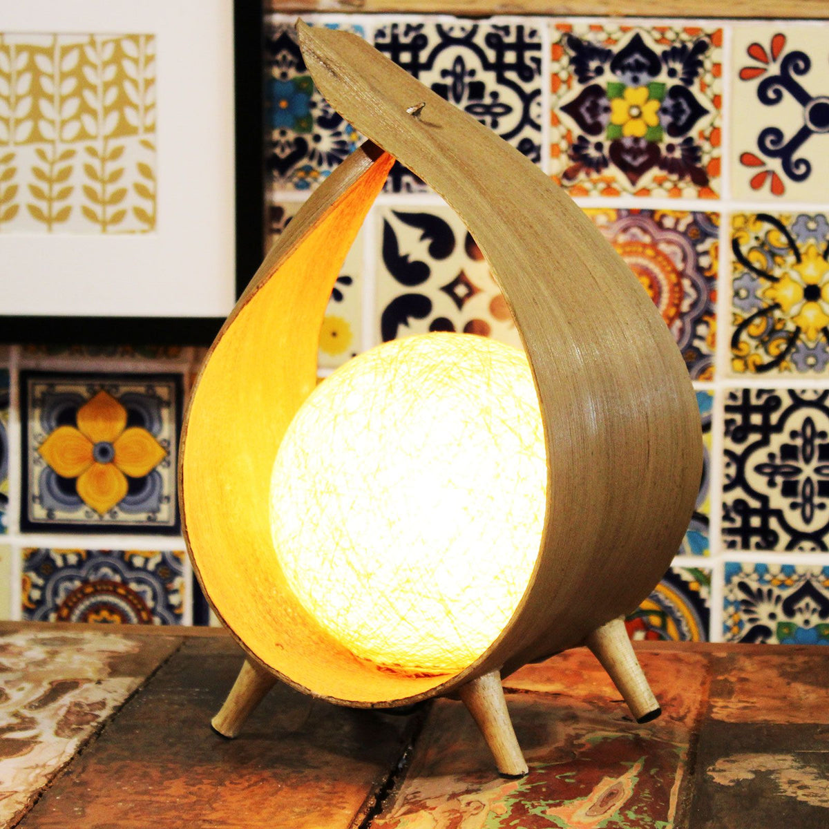 Natural Coconut Lamp – front view, NooEdge UK