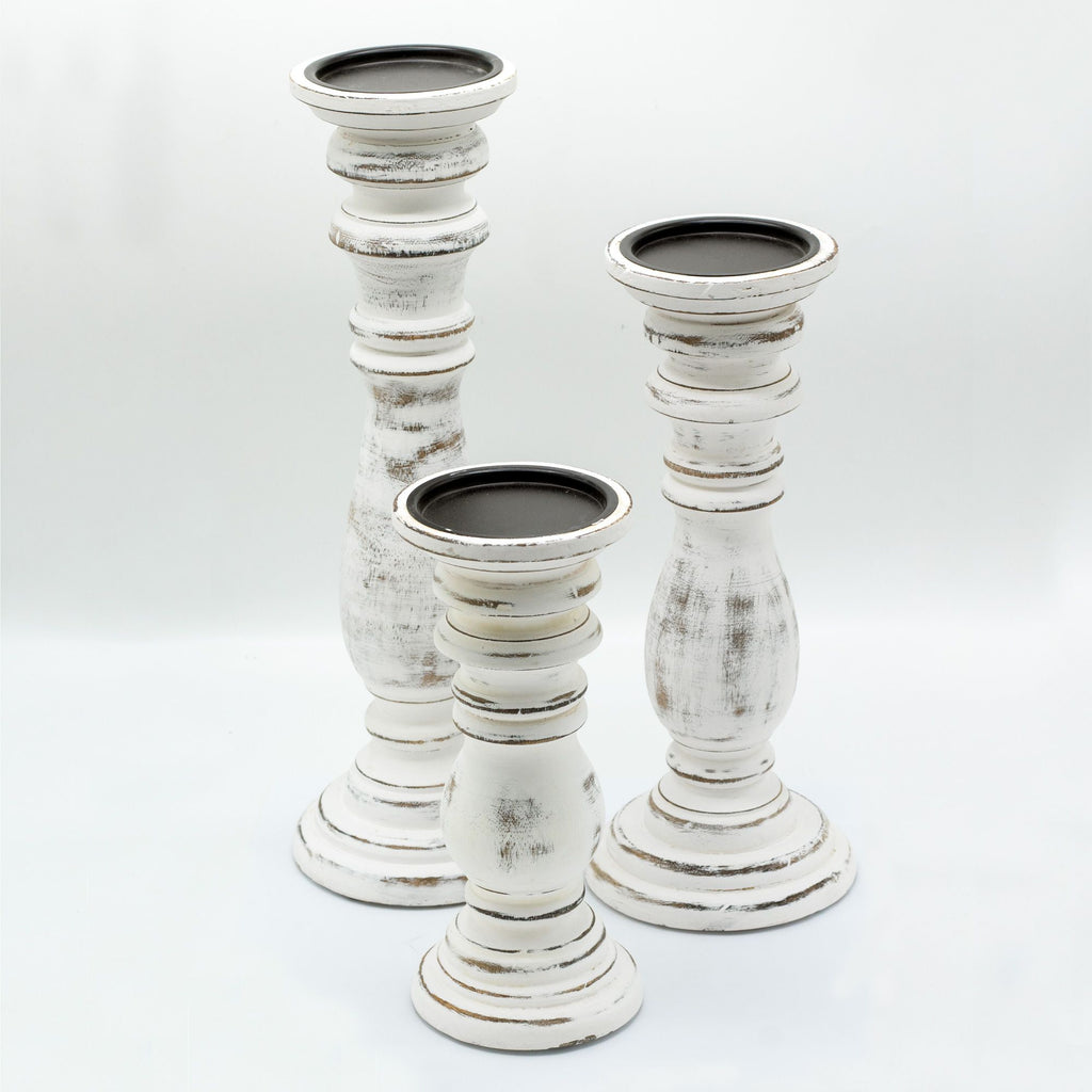 Classic Candle Stand – Whitewash Large alternate view, NooEdge UK