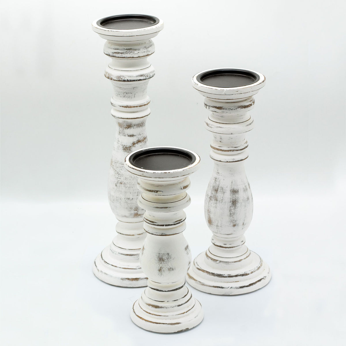 Classic Candle Stand – Whitewash Large alternate view, NooEdge UK