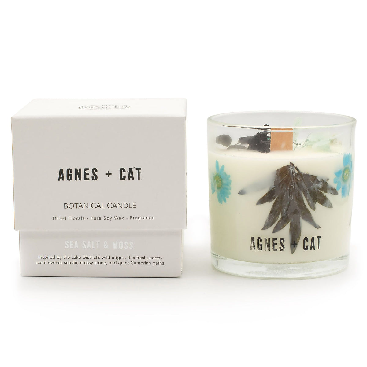 Agnes + Cat Botanical Soy Wax Candle – Seasalt & Moss, NooEdge UK