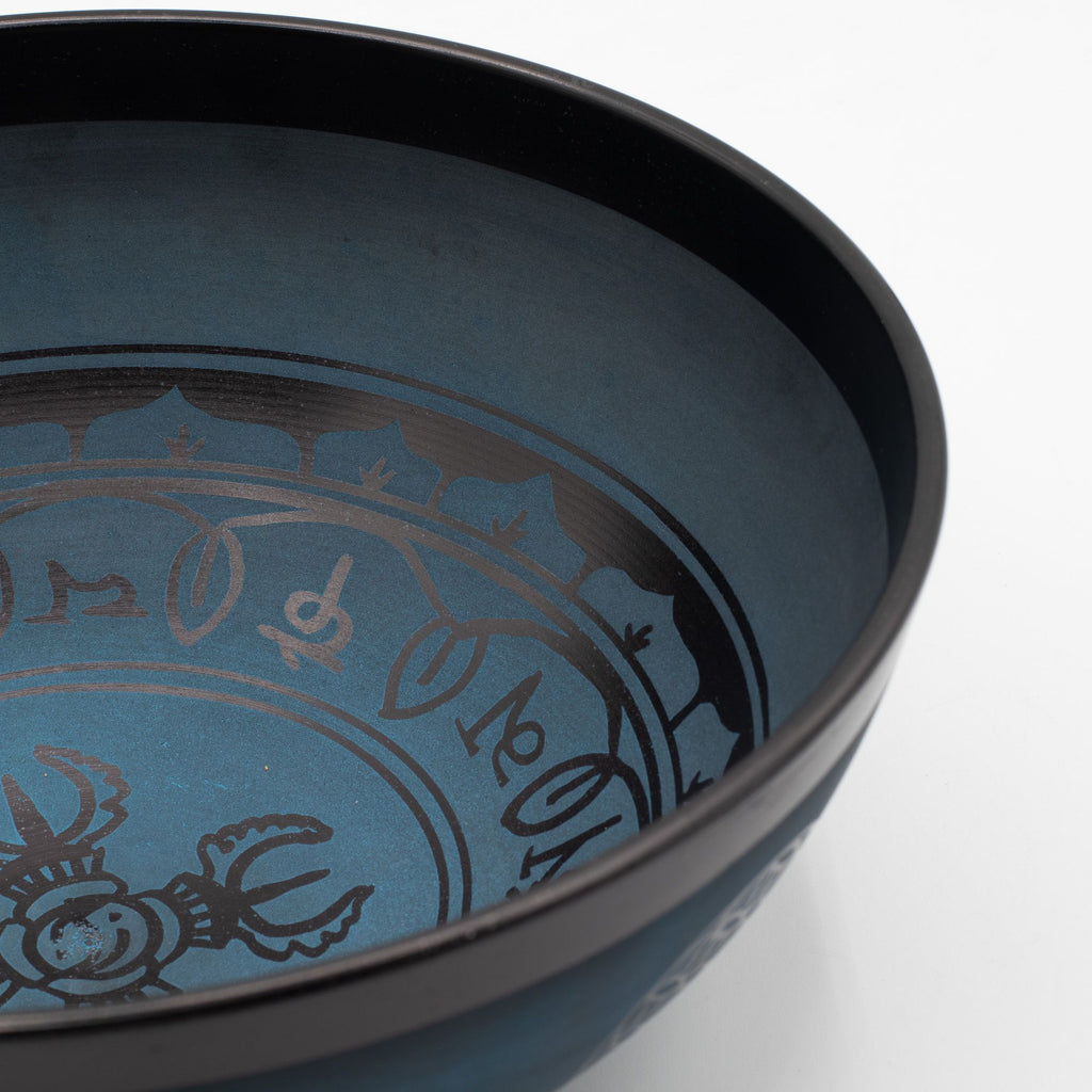 Large Aluminium Singing Bowl – Tibetan Double Dorjy Design Blue (27cm) – NooEdge UK