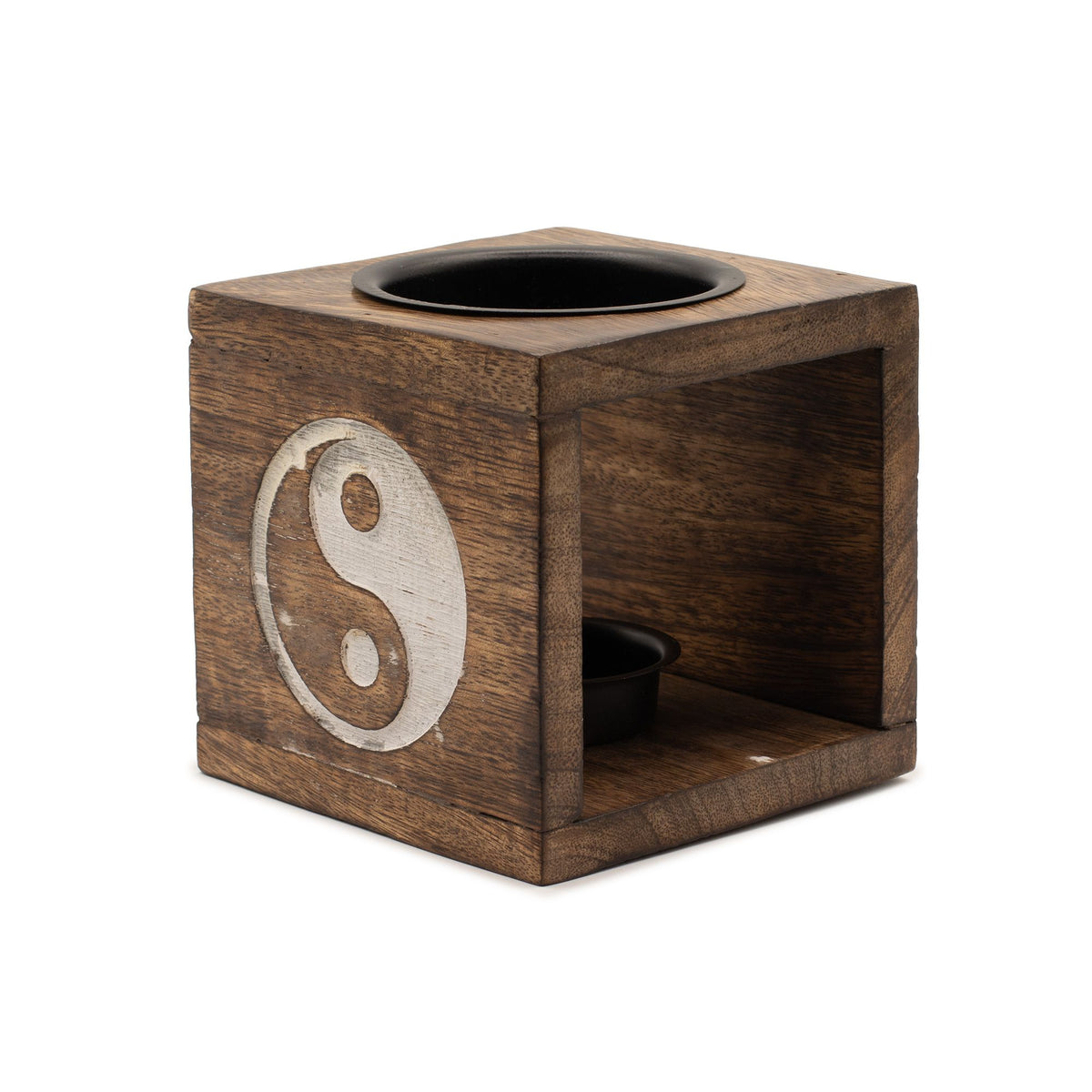 Square Mango Wood Oil Burner – Yin Yang, NooEdge UK
