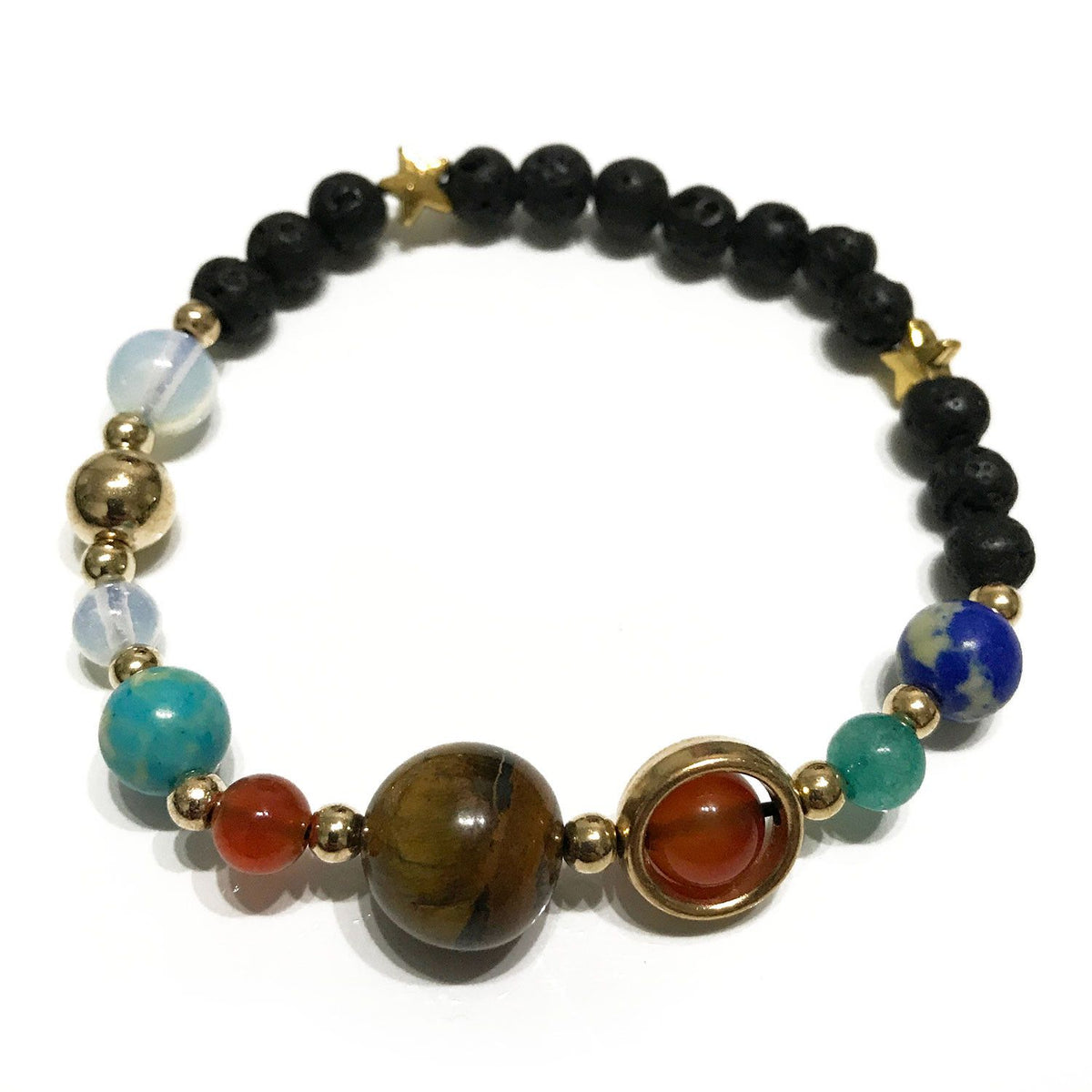 Lava Stone Bracelet – Gold Solar System, NooEdge UK