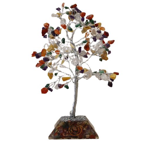Gemstone Tree with Orgonite Base 160 Stone – front view, NooEdge UK