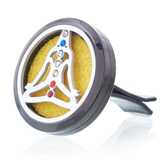 Car Diffuser Kit – Pewter Yoga Chakra 30mm detail, NooEdge UK