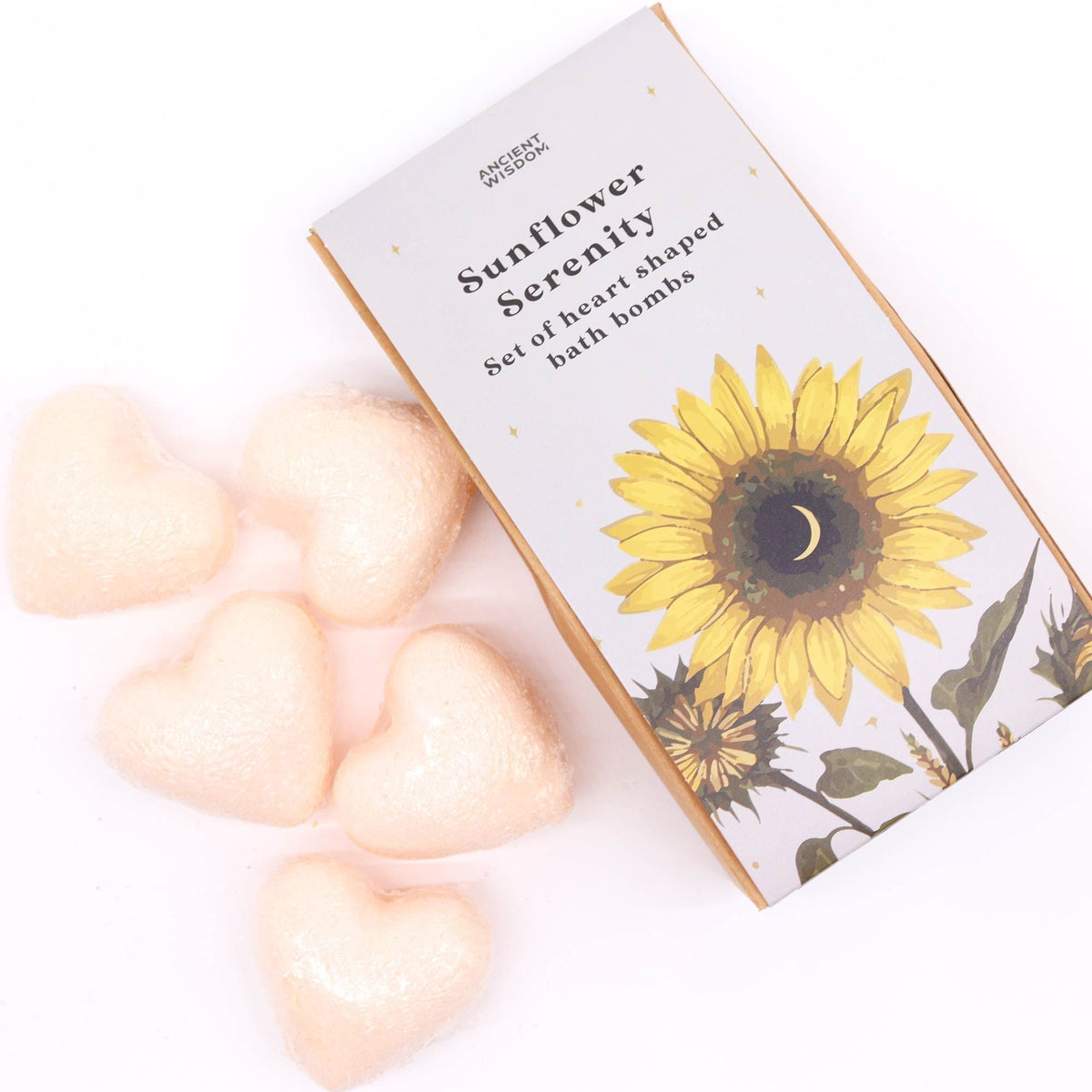 Sunflower Serenity Bath Heart Gift Set close-up, NooEdge UK