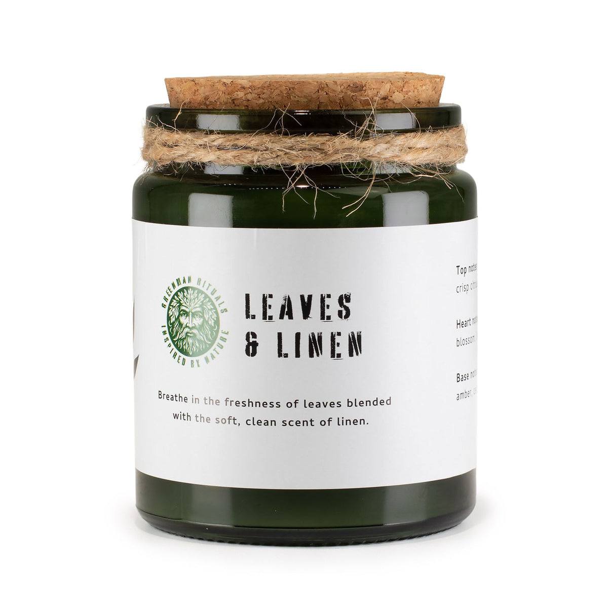 Greenman Woodwick Soy Candle – Leaves & Linen, NooEdge UK