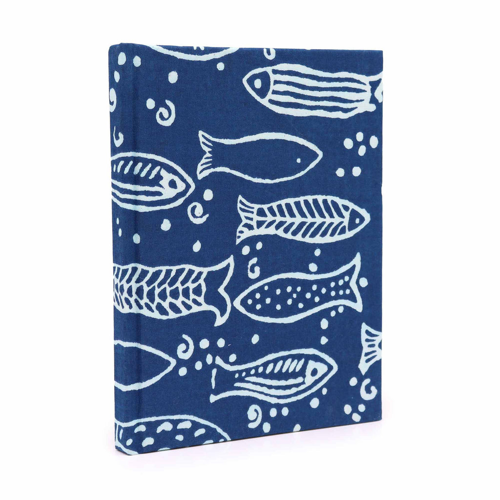 Cotton Bound Notebook 20x15cm 96 Pages – Indigo Fish, NooEdge UK