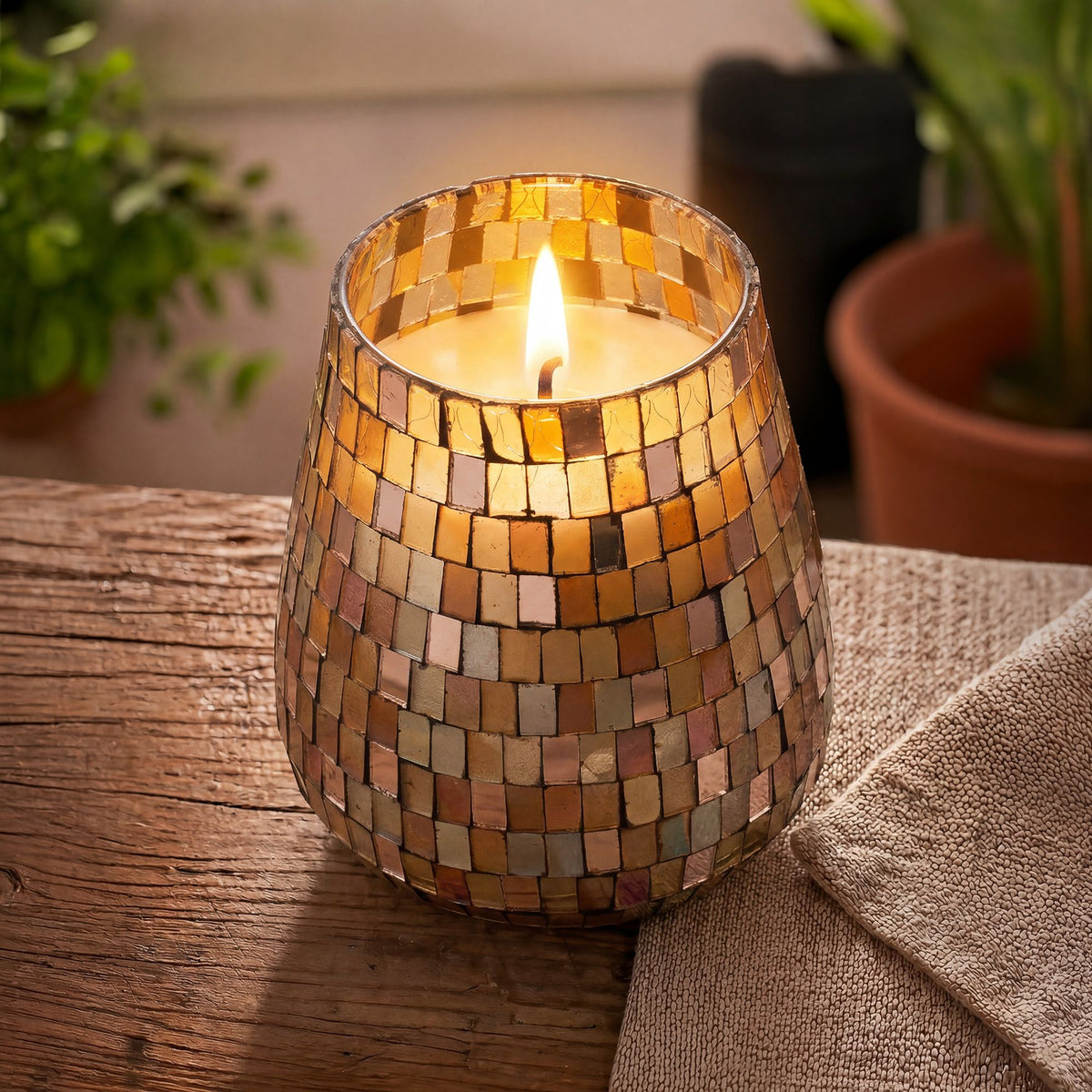 Tall Glass Jar Candles – Amber Mosaic, NooEdge UK