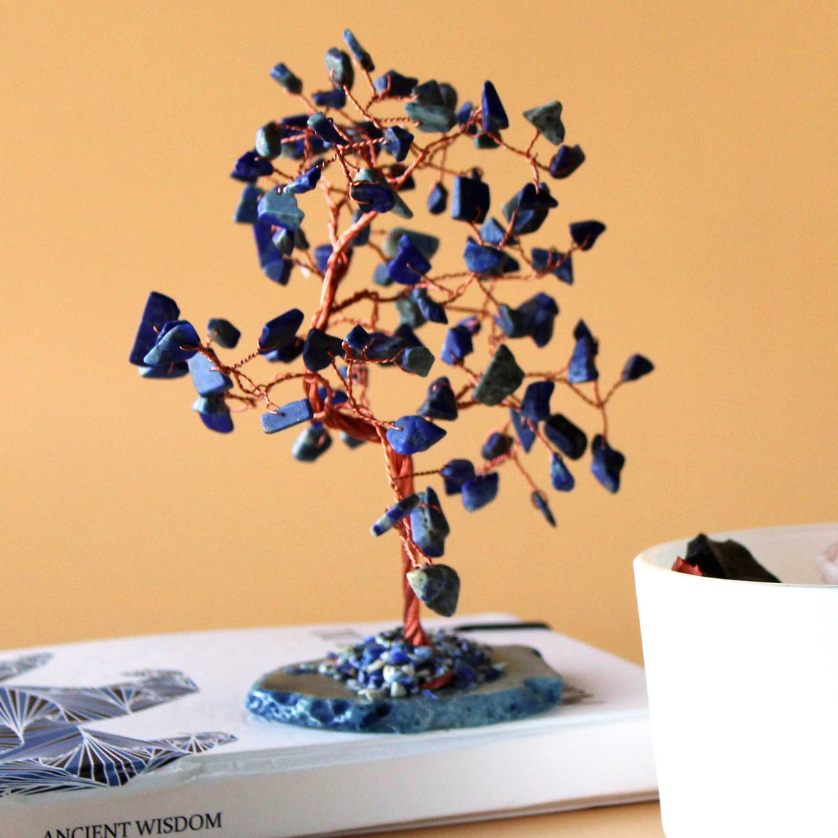 Large Gemstone Tree – Sodalite on Blue Agate Base (100 stones), NooEdge UK