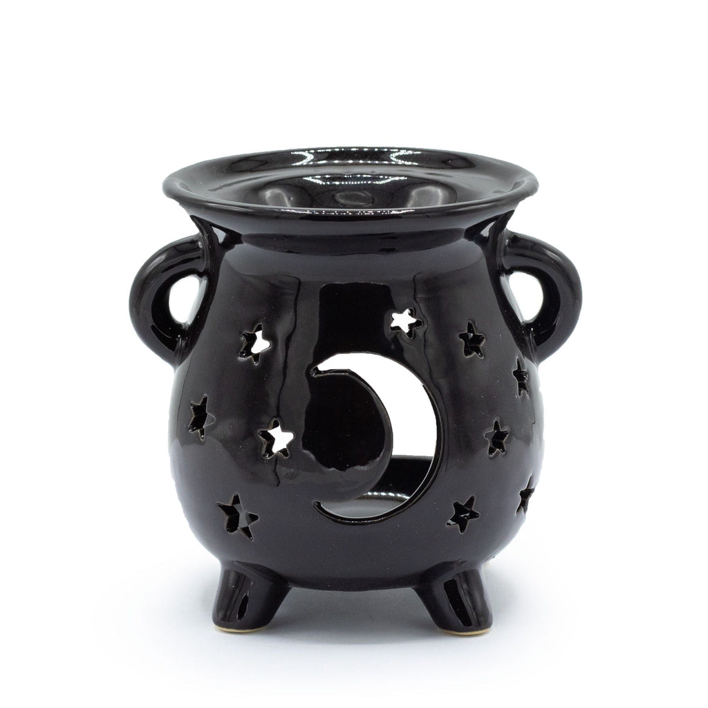 Cauldron Oil Burner Moon & Stars – front view, NooEdge UK