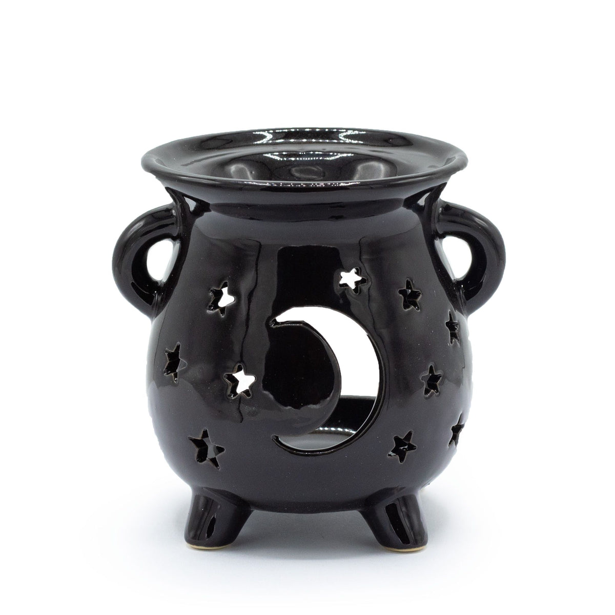 Cauldron Oil Burner Moon & Stars – front view, NooEdge UK