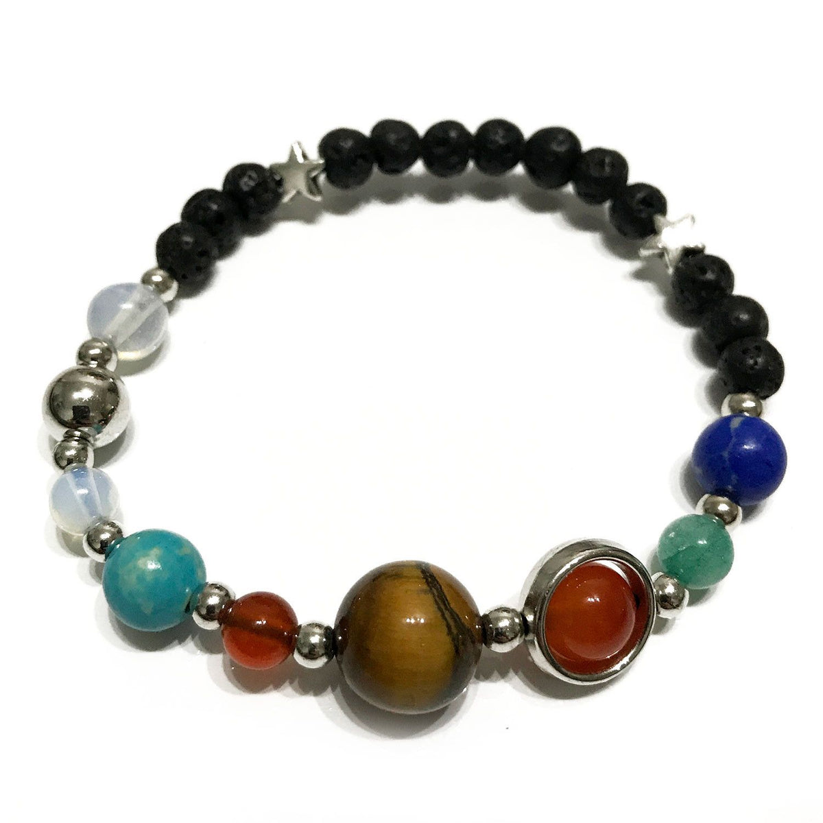 Lava Stone Bracelet – Silver Solar System, NooEdge UK