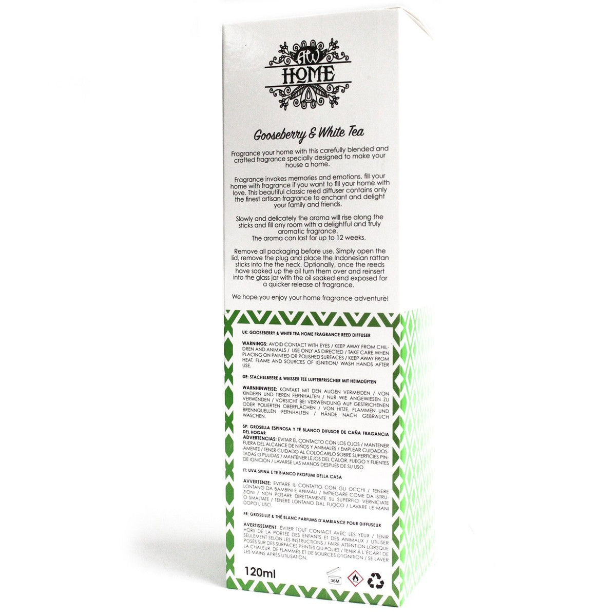 120ml Reed Diffuser – Gooseberry & White Tea, NooEdge UK