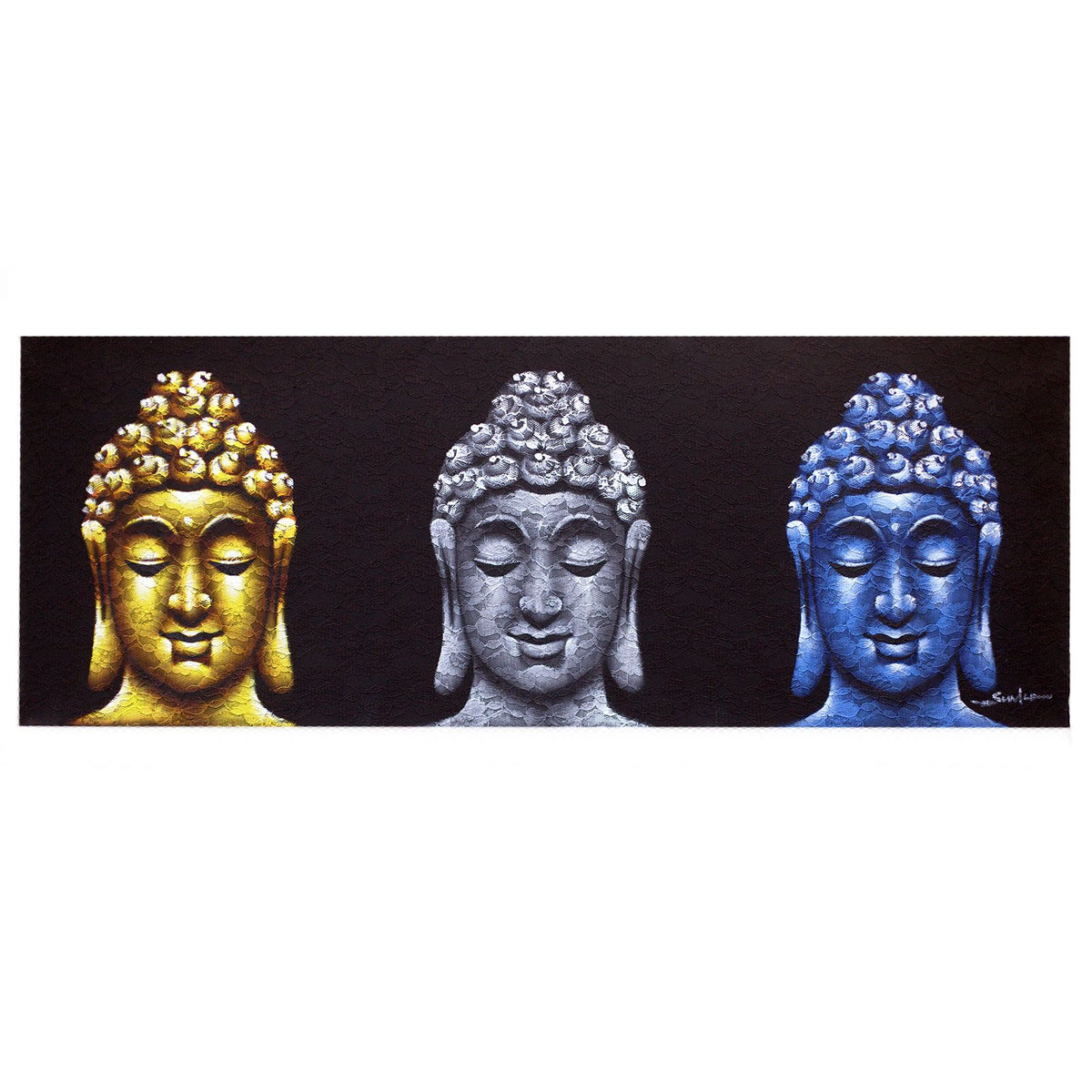 Buddha Painting – Three Heads Black, NooEdge UK