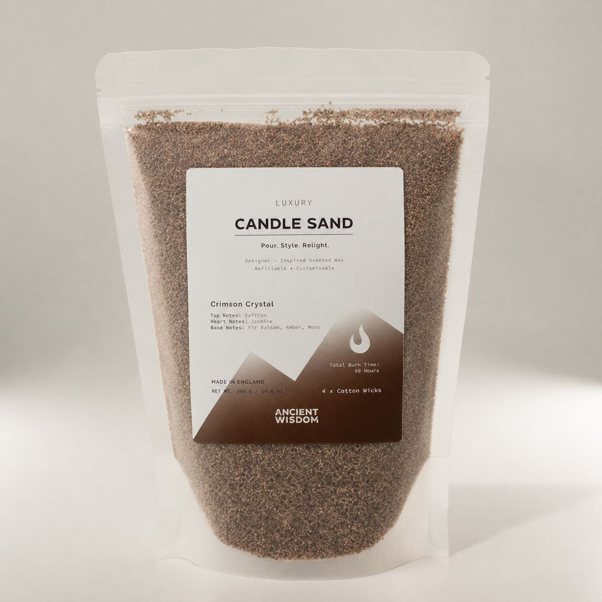 Fragranced Candle Sand – Mocha Brown Crimson Crystal 300g – NooEdge UK