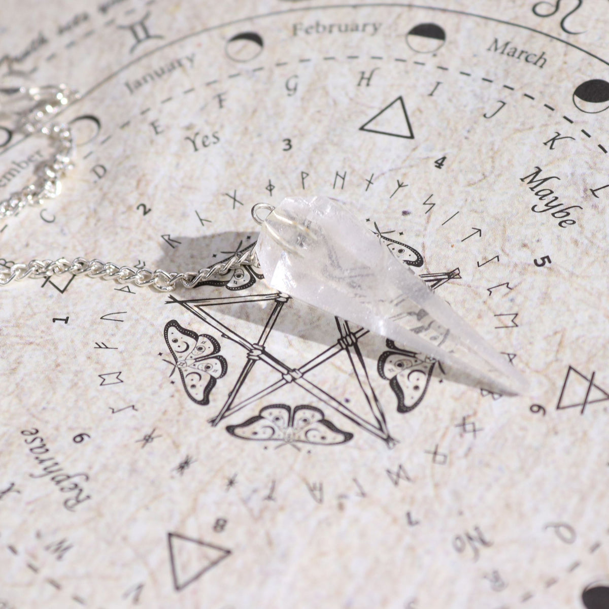 Ancient Witch Spell Incense – Cleansing Rock Crystal Pendulum alternate view, NooEdge UK
