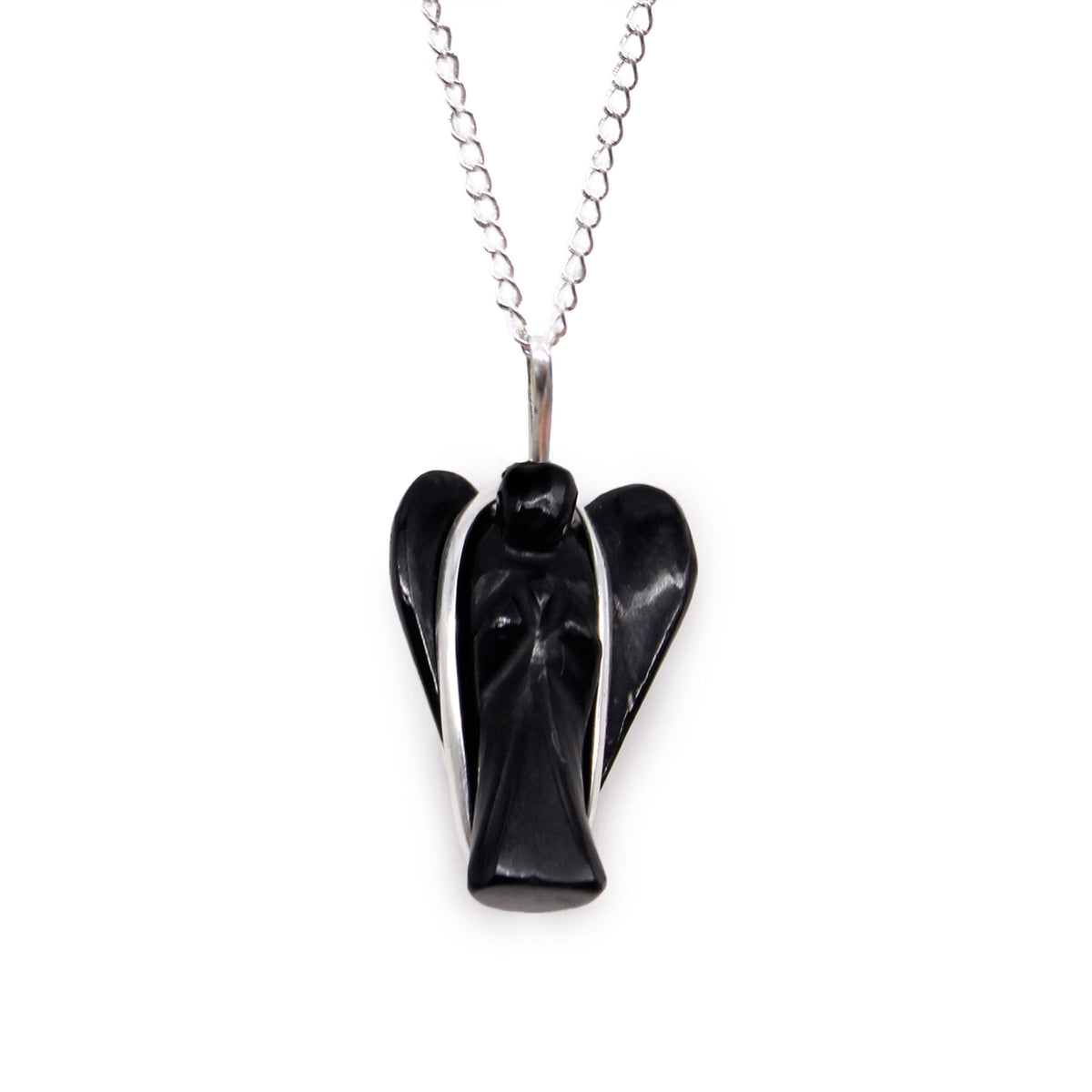 Gemstone Guardian Angel Pendant – Black Agate, NooEdge UK