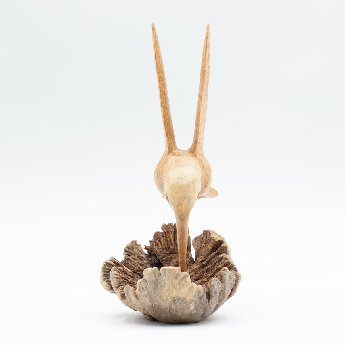 Handmade Parasite Wood Art Carving – Nectar Drinking Hummingbird, NooEdge UK