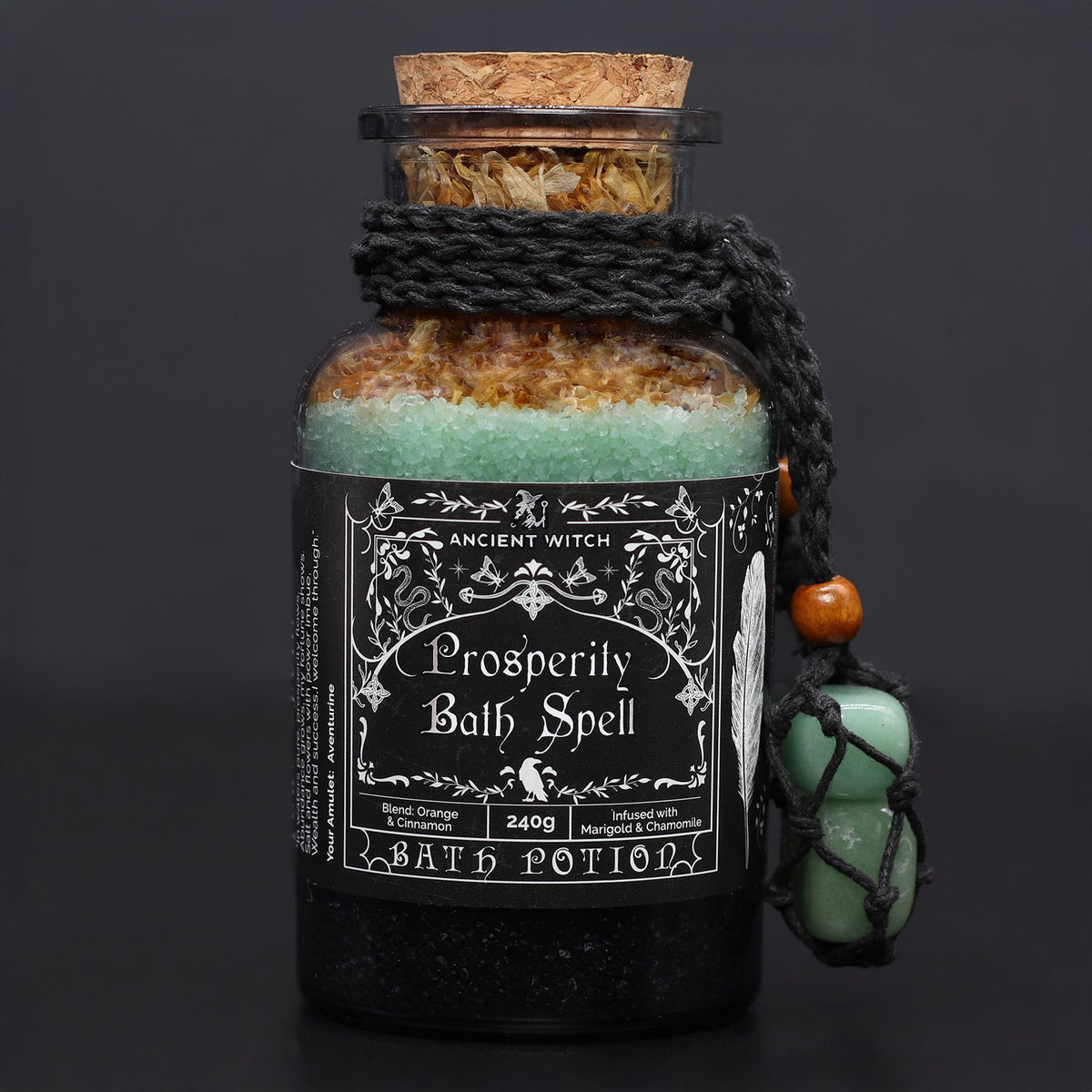 Ancient Witch Bath Spell Potion & Crystal Amulet – Prosperity, NooEdge UK