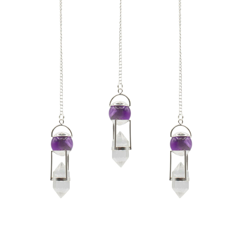Seeker of Truth – Double Power Pendulum Amethyst Globe Clear Quartz Do – NooEdge UK